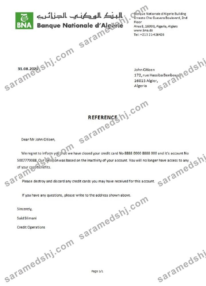 Algeria_Banque nationale_closure reference